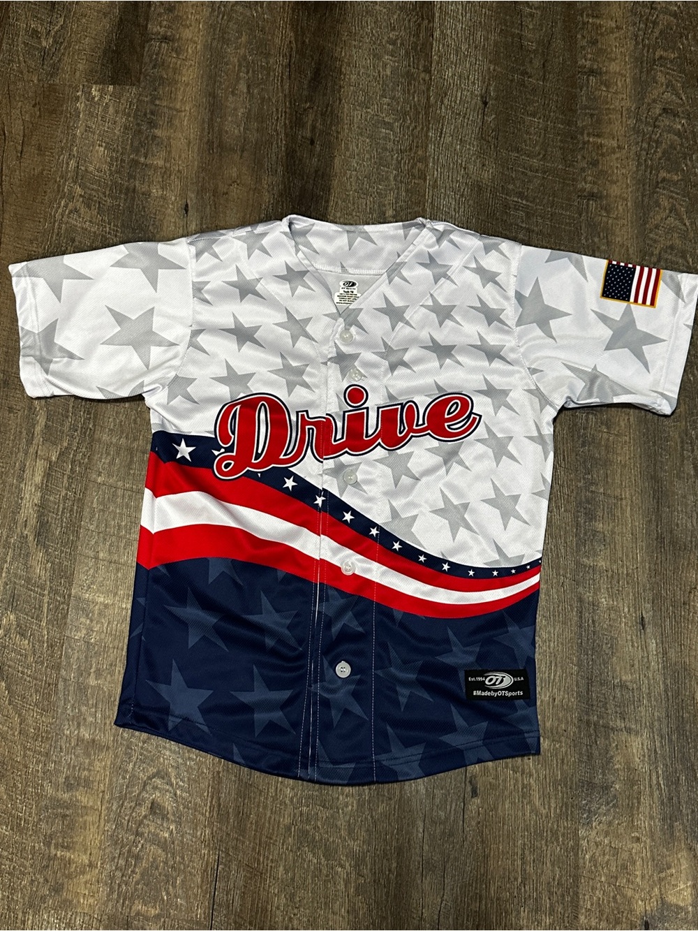 RARE Youth Greenville Drive OT Stars & Stripes Replica On Field Jersey Medium
